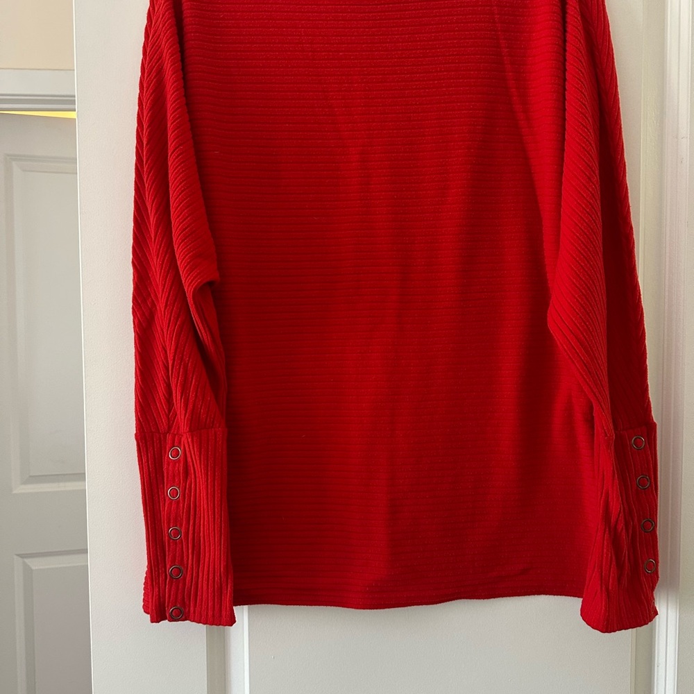 Red Long Sleeve sweater with Button Cuffs
